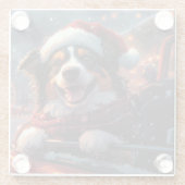 オーストラリアのケルピー犬ローラーコースターのクリスマス ガラスコースター (裏面)