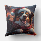 オーストラリアのケルピー犬ローラーコースターのクリスマス クッション (裏面)