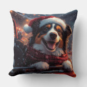 オーストラリアのケルピー犬ローラーコースターのクリスマス クッション (正面)