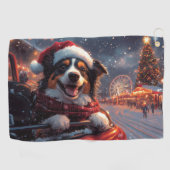 オーストラリアのケルピー犬ローラーコースターのクリスマス ゴルフタオル (横)
