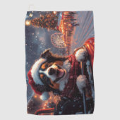オーストラリアのケルピー犬ローラーコースターのクリスマス ゴルフタオル (正面)
