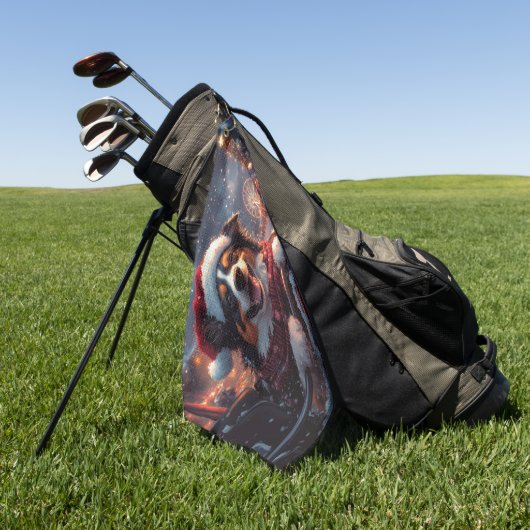 オーストラリアのケルピー犬ローラーコースターのクリスマス ゴルフタオル (グリーン)