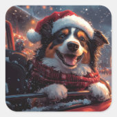 オーストラリアのケルピー犬ローラーコースターのクリスマス スクエアシール (正面)