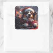 オーストラリアのケルピー犬ローラーコースターのクリスマス スクエアシール (バッグ)