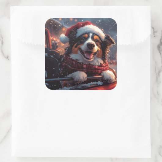 オーストラリアのケルピー犬ローラーコースターのクリスマス スクエアシール (バッグ)