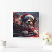 オーストラリアのケルピー犬ローラーコースターのクリスマス スクエア壁時計 (ホーム)