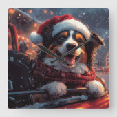 オーストラリアのケルピー犬ローラーコースターのクリスマス スクエア壁時計 (正面)