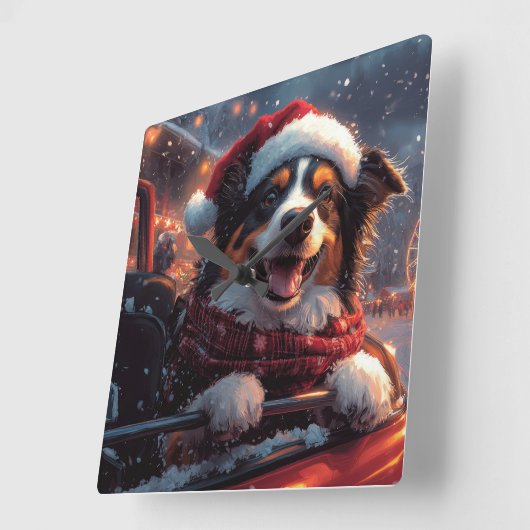 オーストラリアのケルピー犬ローラーコースターのクリスマス スクエア壁時計 (傾斜)