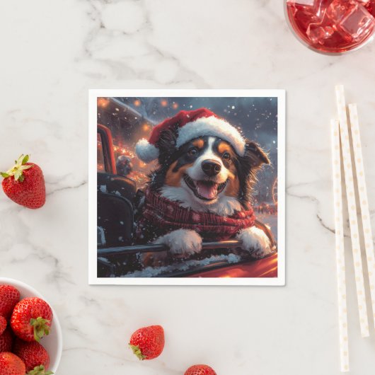 オーストラリアのケルピー犬ローラーコースターのクリスマス スタンダードカクテルナプキン (インサイチュ)