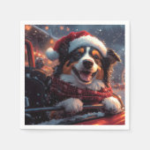 オーストラリアのケルピー犬ローラーコースターのクリスマス スタンダードカクテルナプキン (正面)