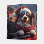 オーストラリアのケルピー犬ローラーコースターのクリスマス セラミックオーナメント (左)