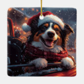 オーストラリアのケルピー犬ローラーコースターのクリスマス セラミックオーナメント (裏面)