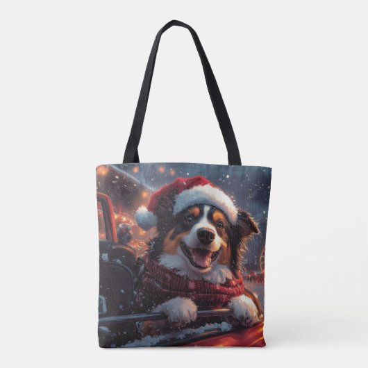 オーストラリアのケルピー犬ローラーコースターのクリスマス トートバッグ (裏面)