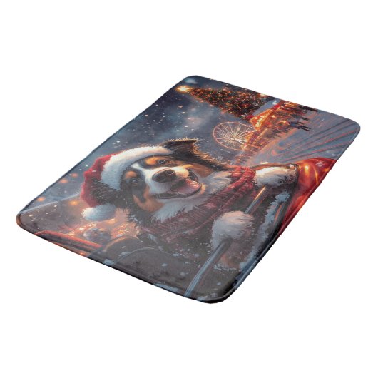 オーストラリアのケルピー犬ローラーコースターのクリスマス バスマット (アングル)