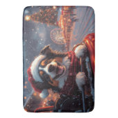 オーストラリアのケルピー犬ローラーコースターのクリスマス バスマット (正面縦)