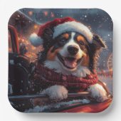 オーストラリアのケルピー犬ローラーコースターのクリスマス ペーパープレート (正面)