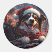 オーストラリアのケルピー犬ローラーコースターのクリスマス マグネット (正面)