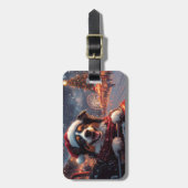 オーストラリアのケルピー犬ローラーコースターのクリスマス ラゲッジタグ (正面縦)