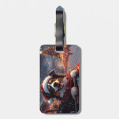 オーストラリアのケルピー犬ローラーコースターのクリスマス ラゲッジタグ (裏面縦)