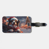 オーストラリアのケルピー犬ローラーコースターのクリスマス ラゲッジタグ (裏面横)