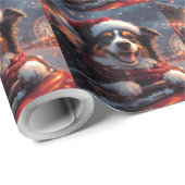 オーストラリアのケルピー犬ローラーコースターのクリスマス ラッピングペーパー (ロールコーナー)