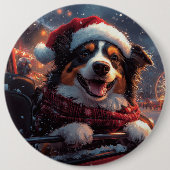 オーストラリアのケルピー犬ローラーコースターのクリスマス 缶バッジ (正面)