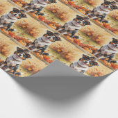 オーストラリアのケルピー紅葉感謝祭アート ラッピングペーパー (角)