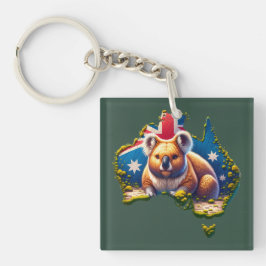 オーストラリアのコアラベア国旗の地図 キーホルダー