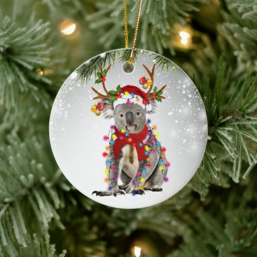 オーストラリアのコアラ・サンタ動物の有袋野生動物 セラミックオーナメント (ツリー)