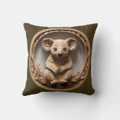 オーストラリアのコアラ・ベア・ウッド彫刻 クッション (裏面)