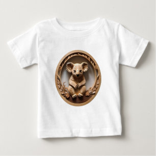 オーストラリアのコアラ・ベア・ウッド彫刻 ベビーTシャツ