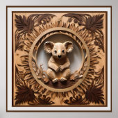 オーストラリアのコアラ・ベア・ウッド彫刻 ポスター (正面)