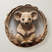 オーストラリアのコアラ・ベア・ウッド彫刻 ラウンドクッション (裏面)