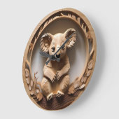 オーストラリアのコアラ・ベア・ウッド彫刻 ラージ壁時計 (傾斜)