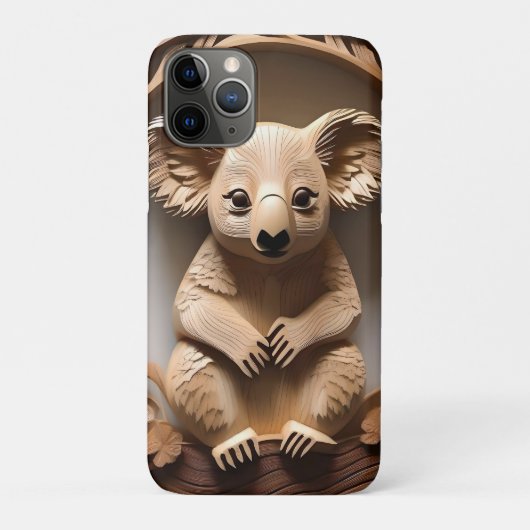 オーストラリアのコアラ・ベア・ウッド彫刻 Case-Mate iPhoneケース (裏)