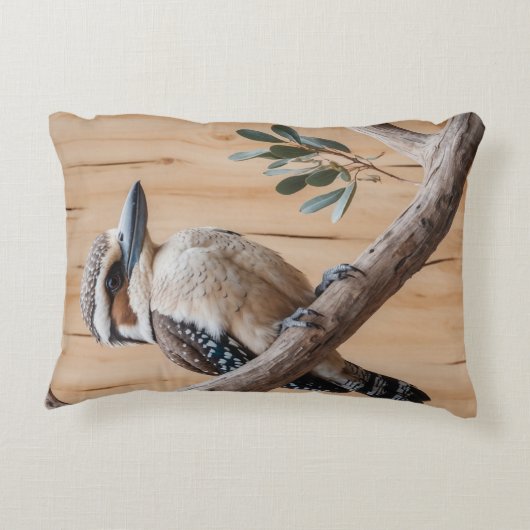 オーストラリアのコカブラが木の野生動物アートに アクセントクッション (裏面)