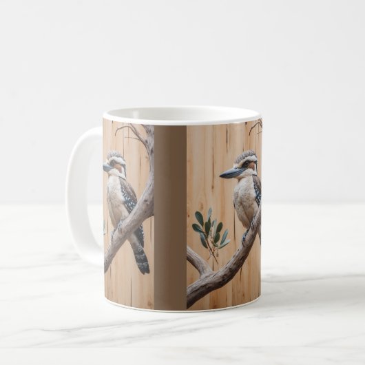 オーストラリアのコカブラが木の野生動物アートに コーヒーマグカップ (正面左)