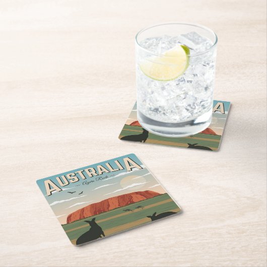 オーストラリアのコースター、追加文字、スクエア紙コースター スクエアペーパーコースター (インサイチュ)