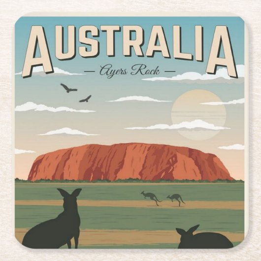 オーストラリアのコースター、追加文字、スクエア紙コースター スクエアペーパーコースター (正面)