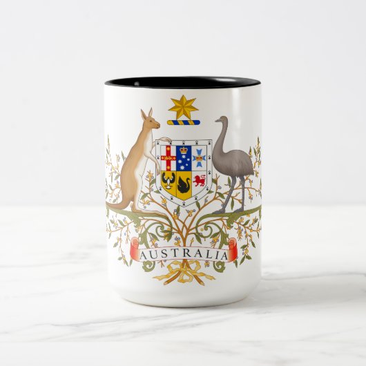 オーストラリアのコート・オブ・アームズ ツートーンマグカップ (中央)