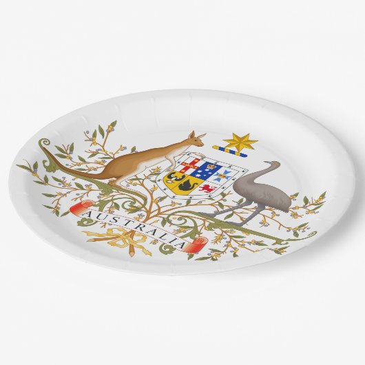 オーストラリアのコート・オブ・アームズ ペーパープレート (アングル)