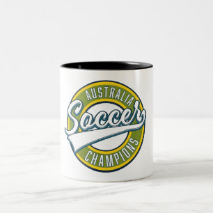 オーストラリアのサッカーチャンピオンズロゴ。 ツートーンマグカップ