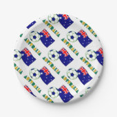 オーストラリアのサッカーボールとフラッグタイル ペーパープレート (正面)