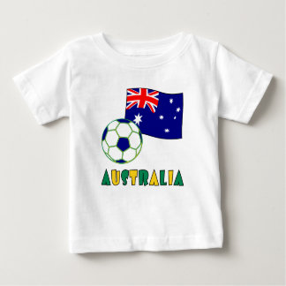 オーストラリアのサッカーボールと旗 ベビーTシャツ