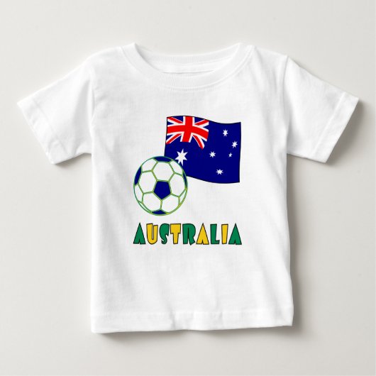 オーストラリアのサッカーボールと旗 ベビーTシャツ (正面)