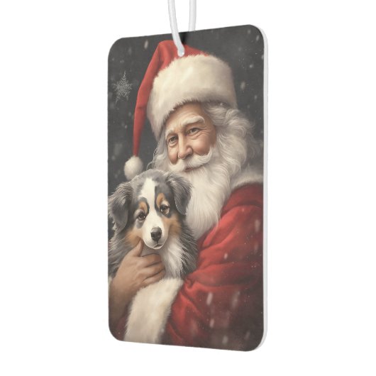 オーストラリアのシェパードとサンタクロースのクリスマス カーエアーフレッシュナー (左)