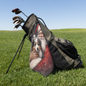 オーストラリアのシェパードとサンタクロースのクリスマス ゴルフタオル (グリーン)