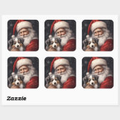 オーストラリアのシェパードとサンタクロースのクリスマス スクエアシール (シート)