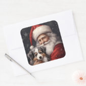 オーストラリアのシェパードとサンタクロースのクリスマス スクエアシール (封筒)