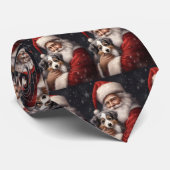 オーストラリアのシェパードとサンタクロースのクリスマス ネクタイ (ロール)